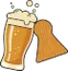 A beer glass and meeple token clinking.